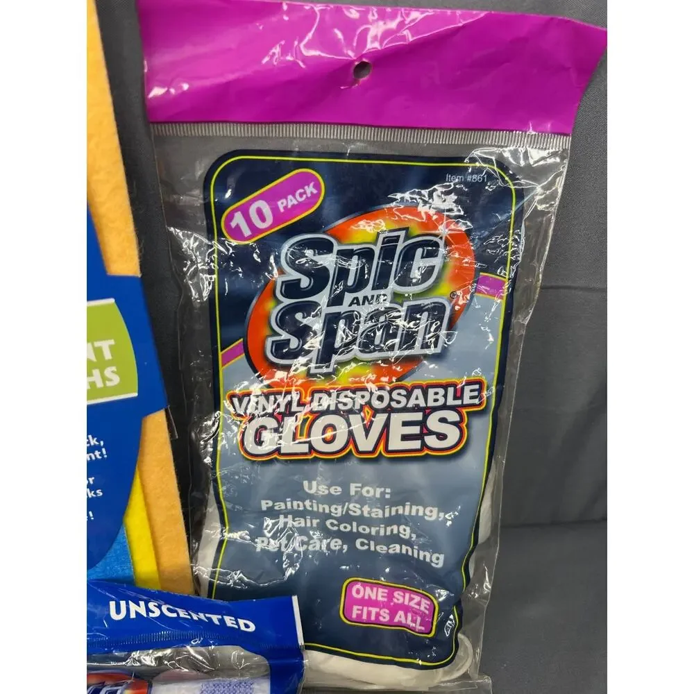 Vintage Lot of 4 Spic & Span Cleaning Towel Packs and Gloves